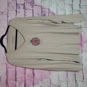 LIFE IS GOOD CRUSHER TEE LADYBUG HEART GRAPHIC FRONT V NECK LONG SLEEVE TEE XXXL